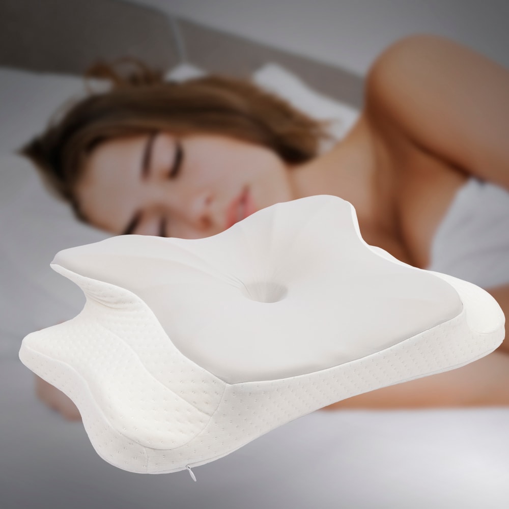 Almofada Cervical Viscoelástica Ergonómica 57x36x12 cm – Suporte Pescoço e Ombros, Capa Lavável, Anti-Ressonar