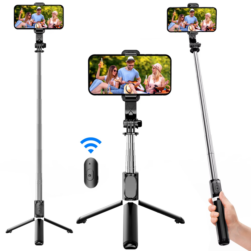 Pau de Selfie Extensível Q02 com Suporte Estável
