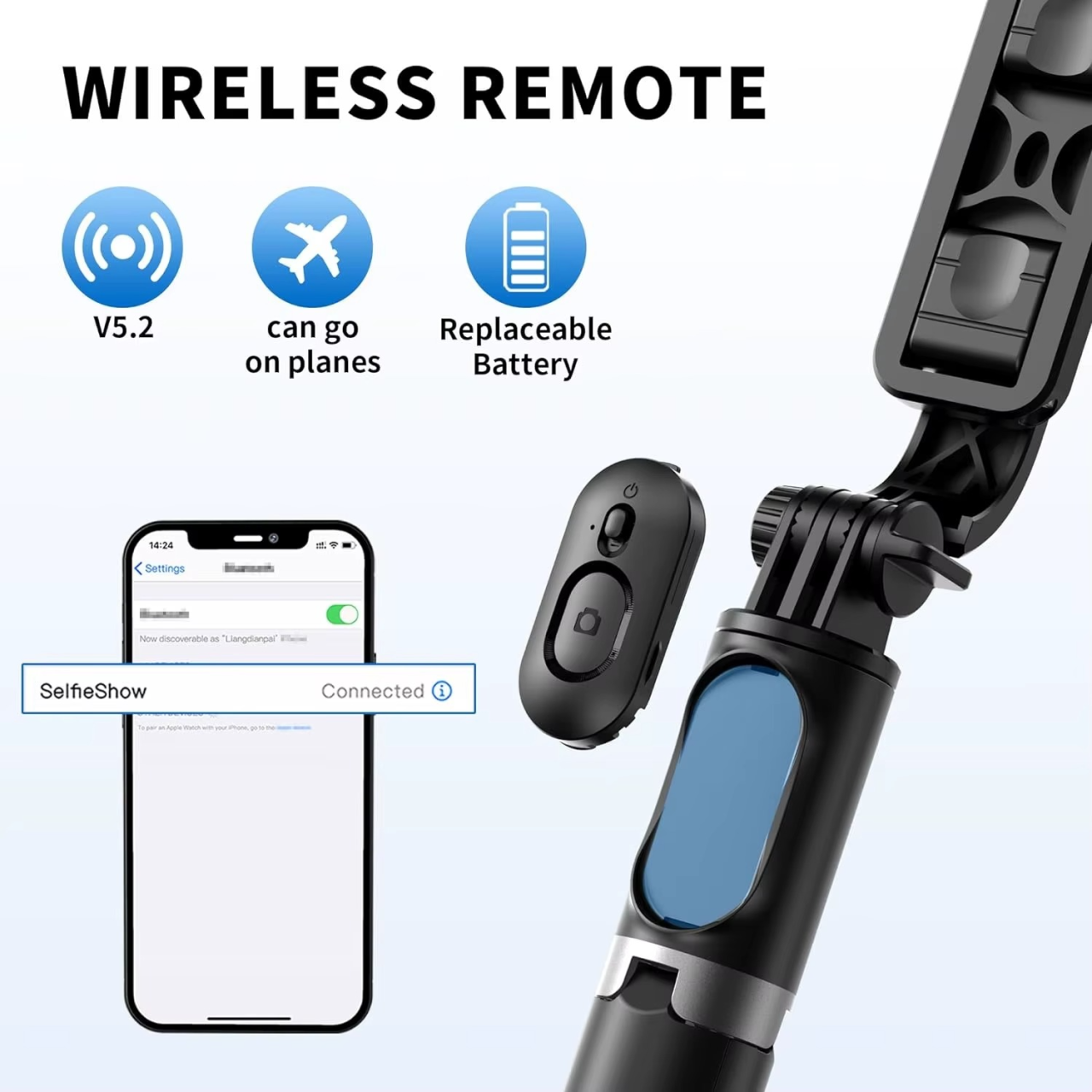 Pau de Selfie Extensível Q02 com Suporte Estável