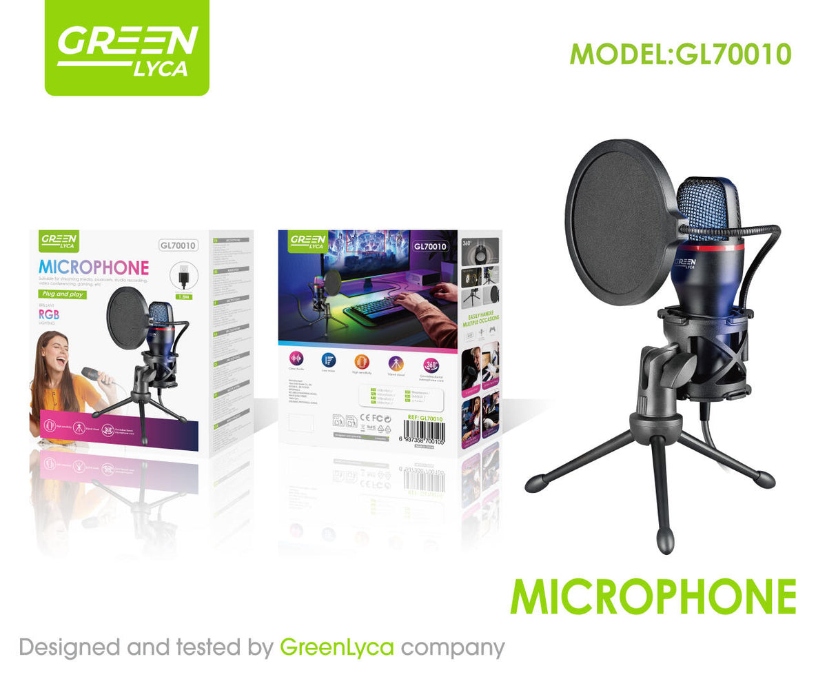 Microfone com Tripé Portátil – Som Nítido e Ligação Estável GL70010