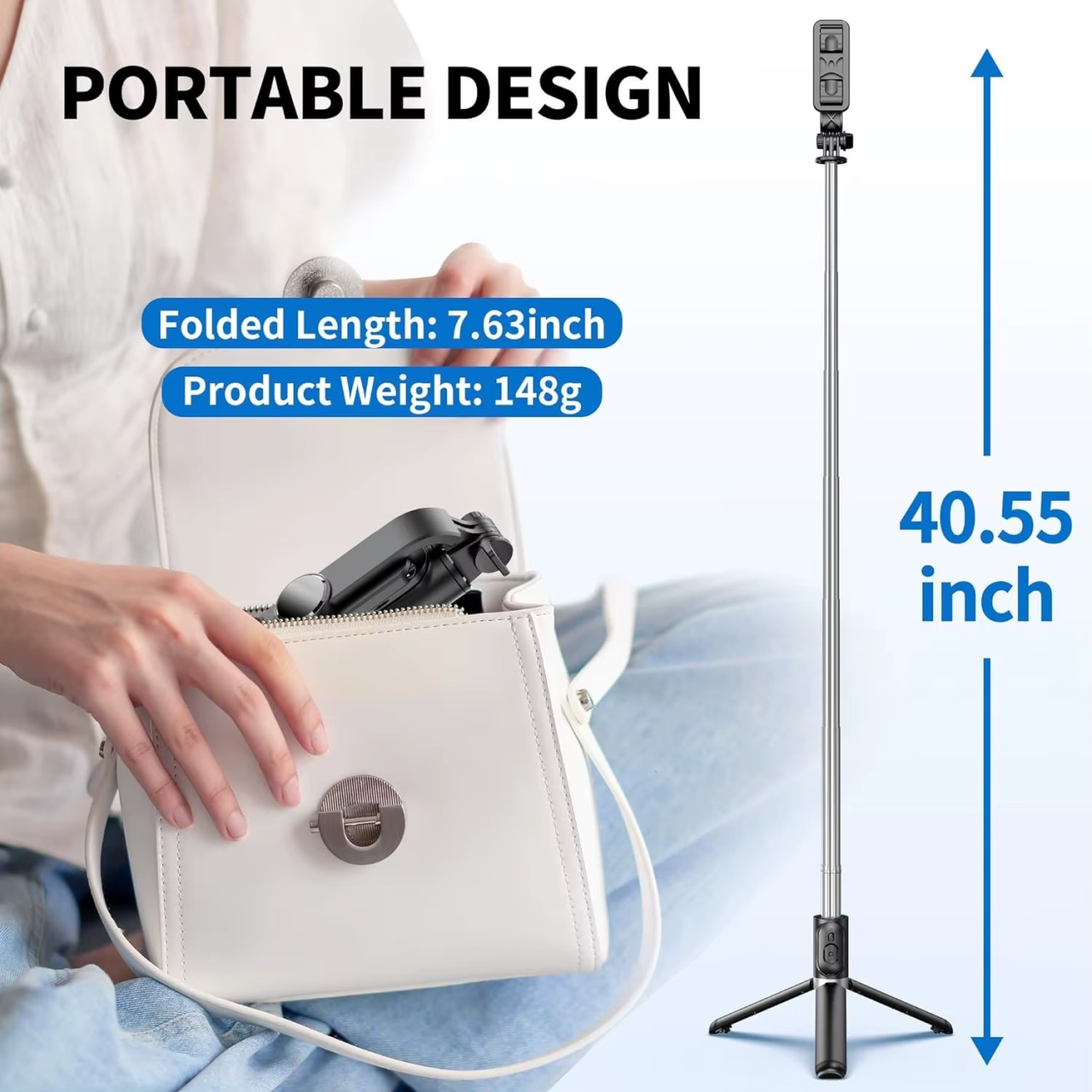 Pau de Selfie Extensível Q02 com Suporte Estável