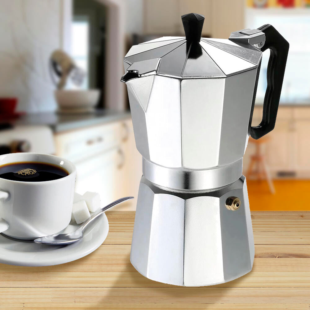 Cafeteira Italiana Clássica 6 Chávenas com Pega Ergonómica – Compatível com Indução