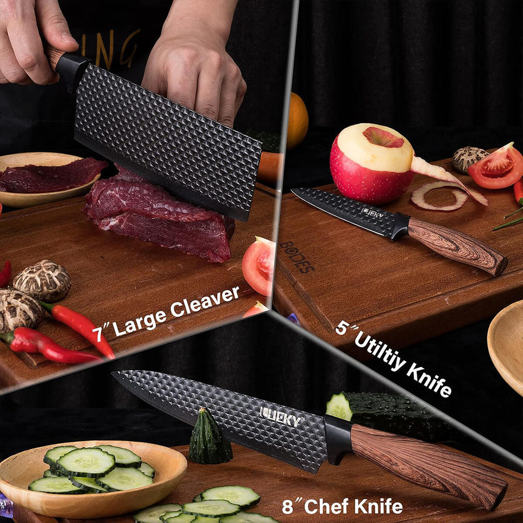Conjunto de Facas de Cozinha 6 Peças com Descascador e Tesoura – Preto