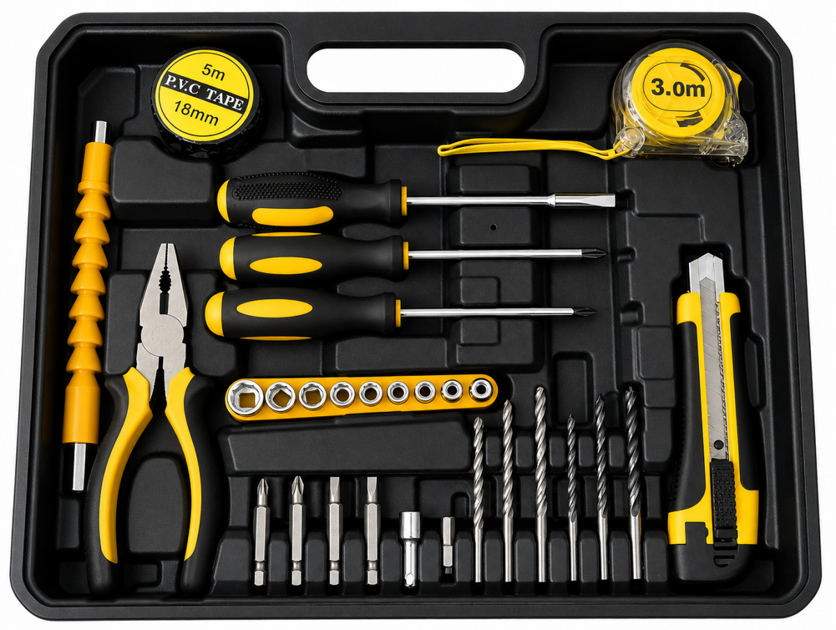 Kit de Ferramentas Completo com Berbequim de Impacto Sem Fios