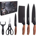 Conjunto de Facas de Cozinha 6 Peças com Descascador e Tesoura – Preto