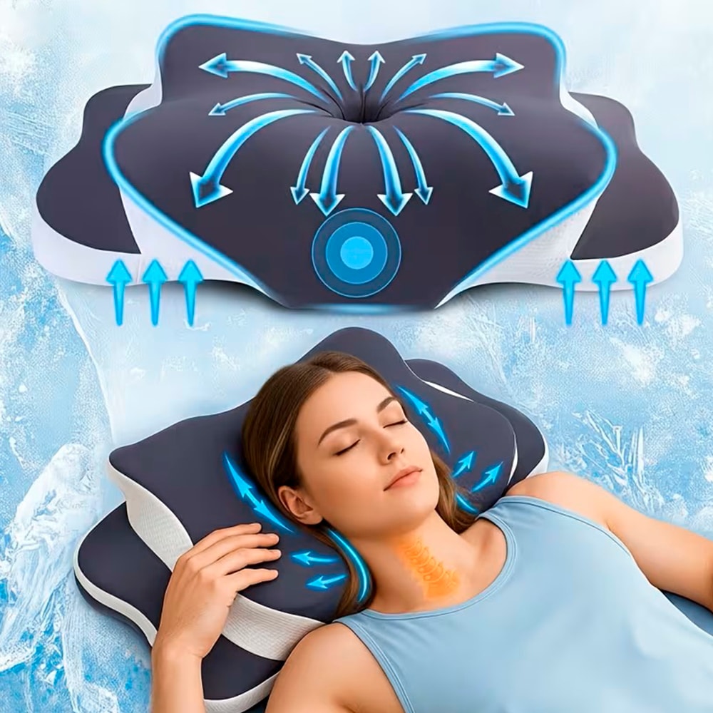 Almofada Cervical Viscoelástica Ergonómica 57x36x12 cm – Suporte Pescoço e Ombros, Capa Lavável, Anti-Ressonar