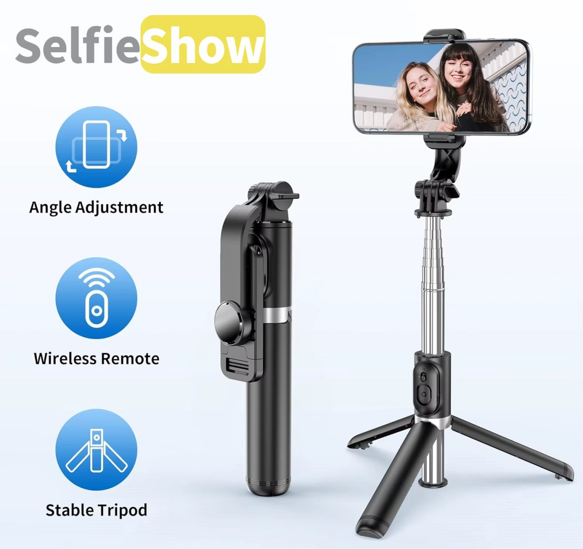 Pau de Selfie Extensível Q02 com Suporte Estável